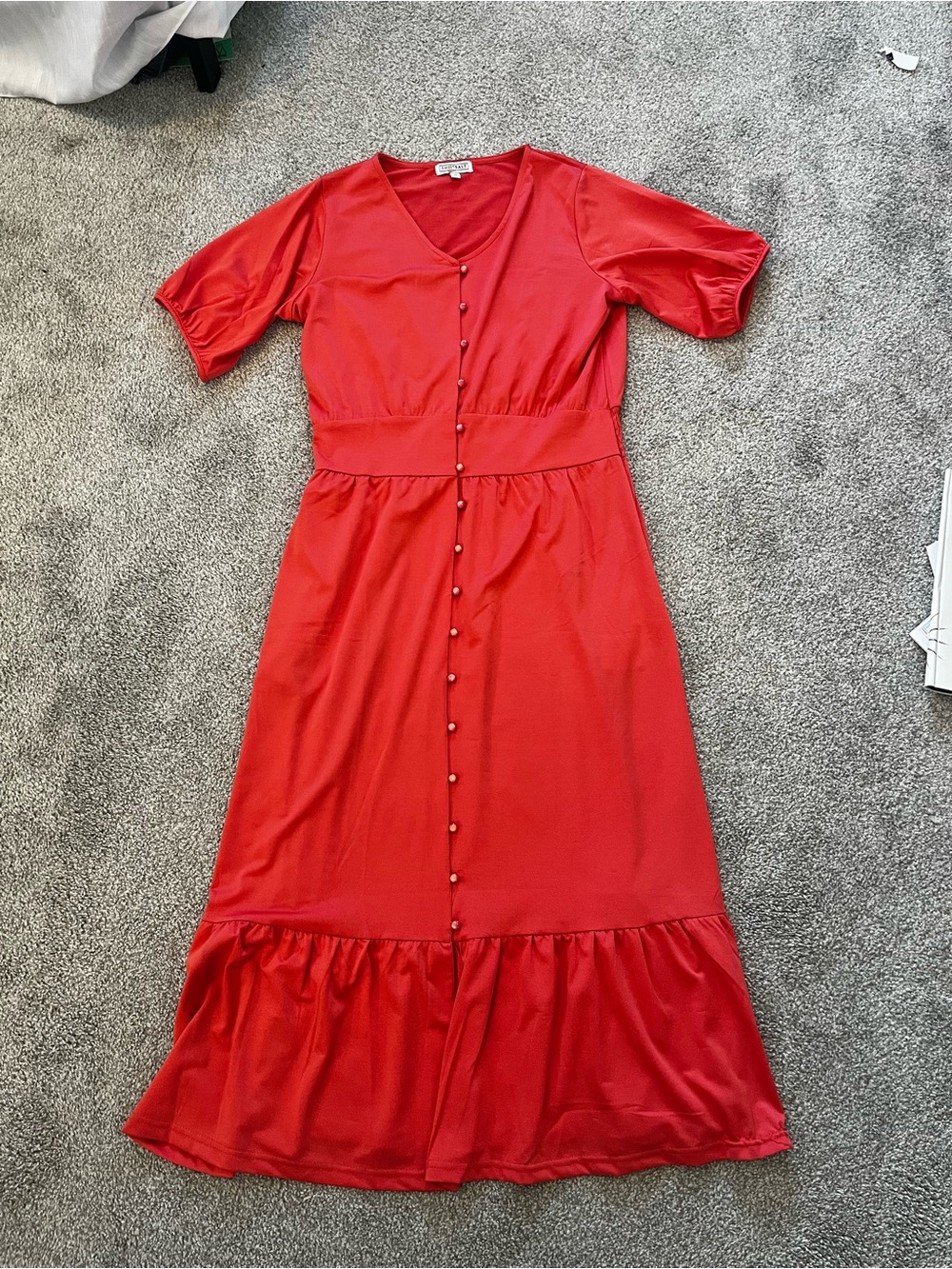 Sweetsalt Red Midi Button-Front Dress